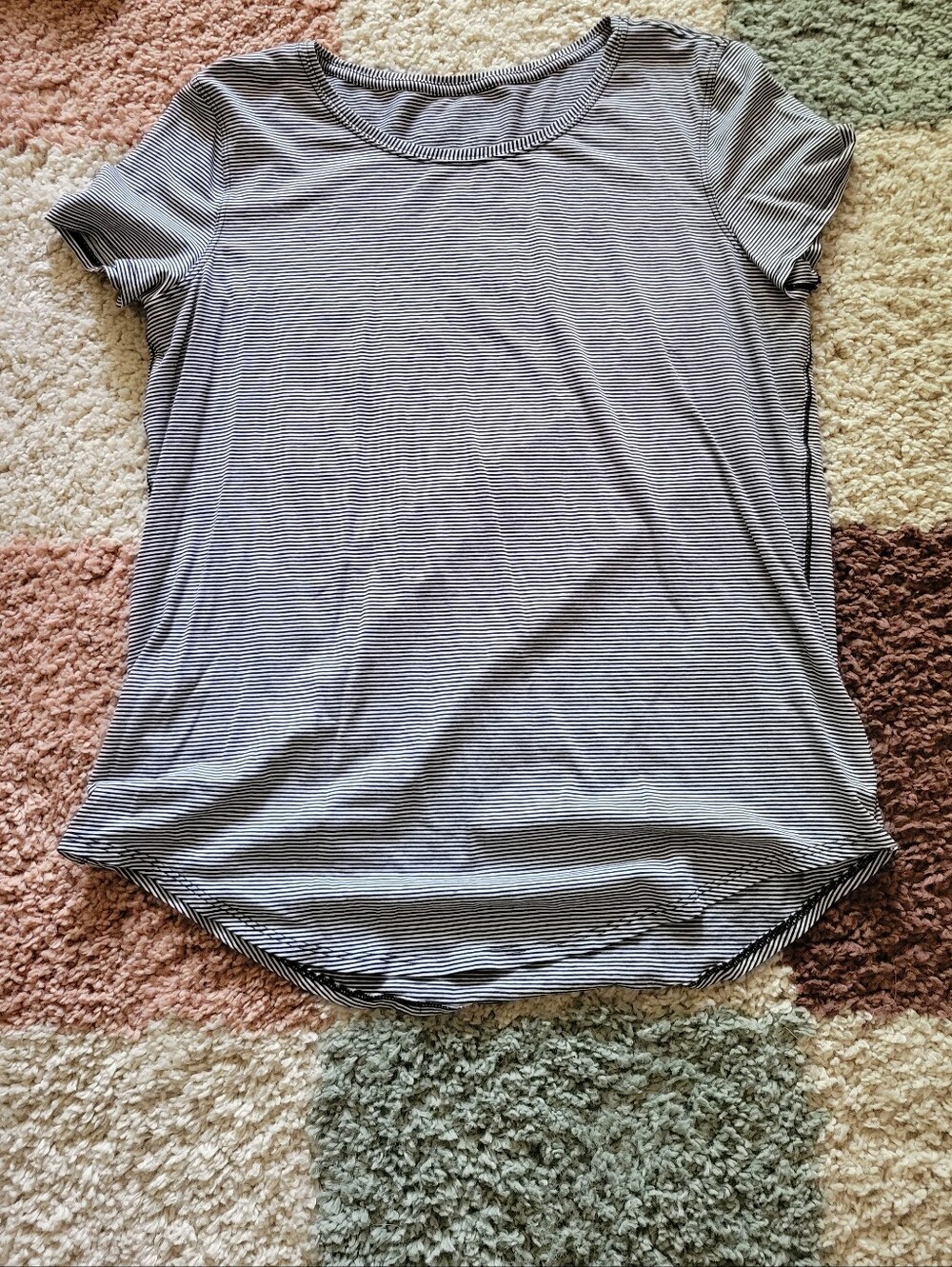 Lululemon Love Crew T-Shirt - Parallel Stripe Black White - Size 10